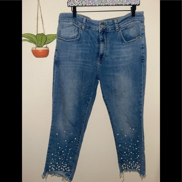 Anthropologie Pilcro pearls hyphen raw edge jeans - Picture 1 of 5